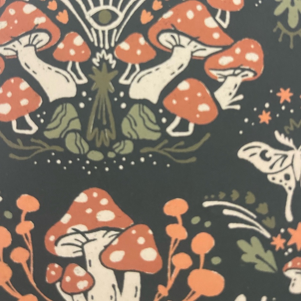 Denik Mushroom Folk Art Layflat Notebook - Olive Green & Orange, NWT - Picture 2 of 4